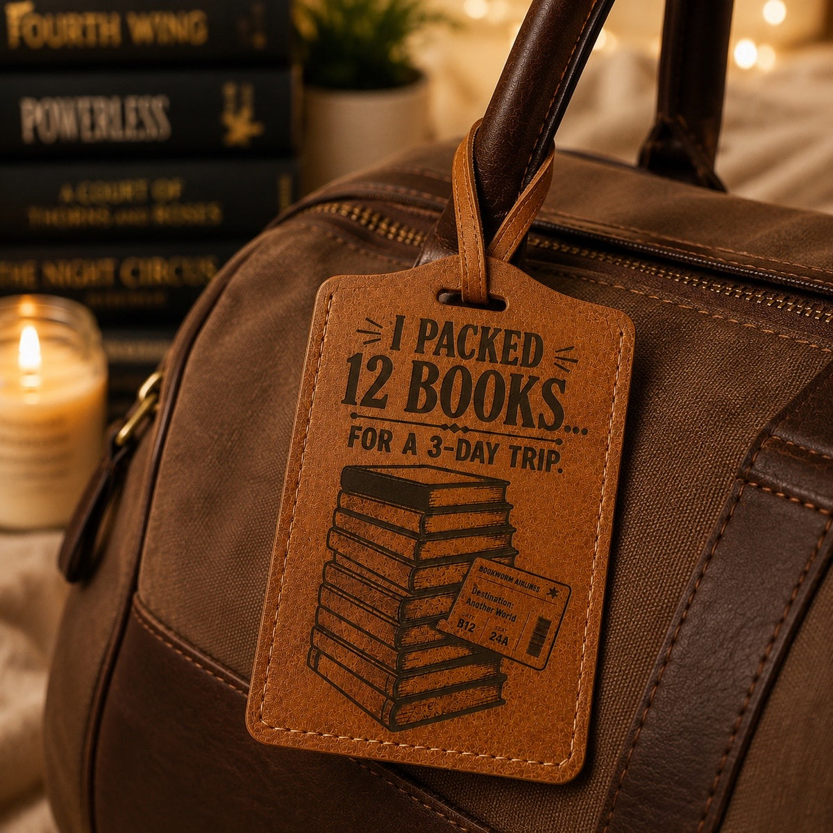 12 books 3 days Luggage Tag — Vegan Leather