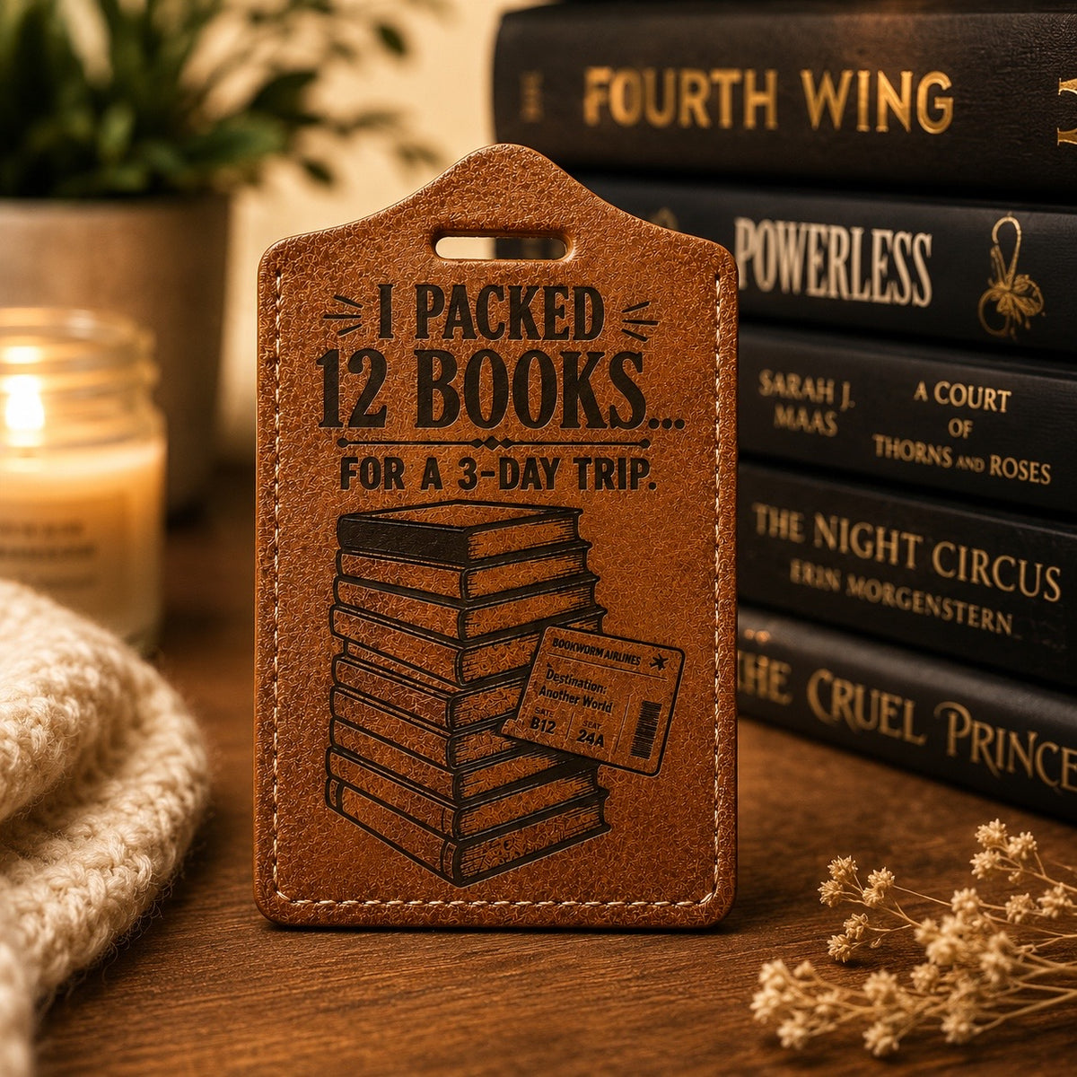 12 books 3 days Luggage Tag — Vegan Leather
